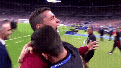 Soccer Player Hugging Another Player GIF