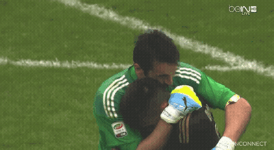 Soccer Player Hugging Another With Bein Live GIF