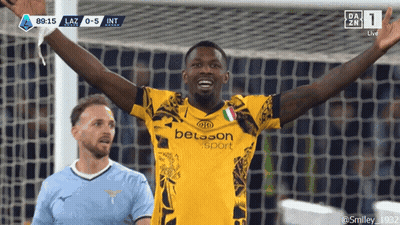 Soccer Player In Betsson Sport Jersey Celebrating With Arms Up GIF