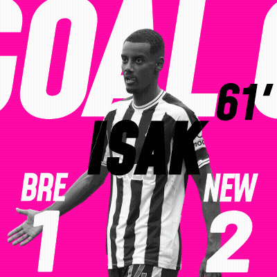 Soccer Player In Black And White Striped Shirt Goal 61 Isak Bre New 2 GIF