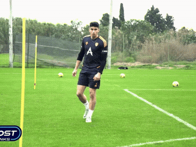 Soccer Player In Black Jersey With Letter A GIF