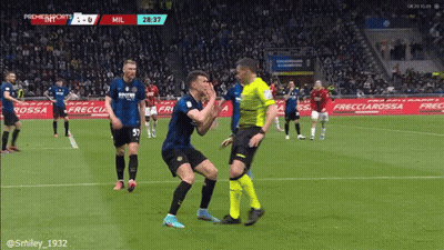 Soccer Player In Blue And Black Jersey Number 4 GIF