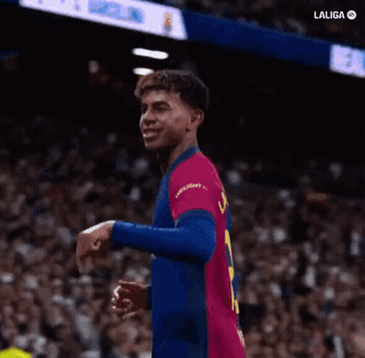 Soccer Player In Blue And Red Jersey Running GIF