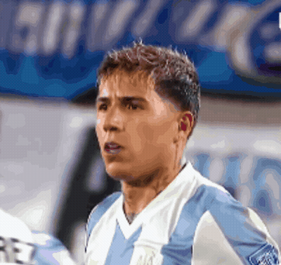 Soccer Player In Blue And White Jersey With Letter R GIF
