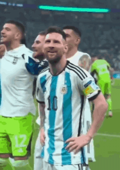 Soccer Player In Blue And White Striped Shirt Number 10 GIF