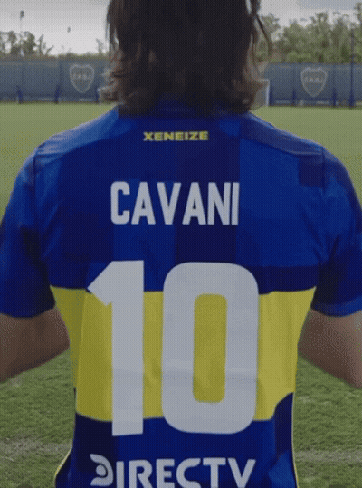 Soccer Player In Blue And Yellow Cavani Jersey Number 10 GIF