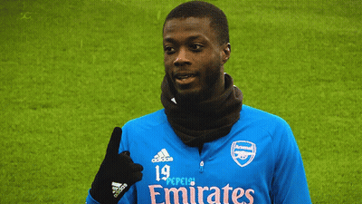 Soccer Player In Blue Emirates Shirt GIF