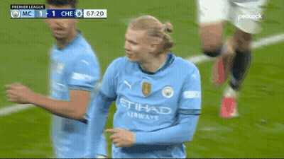 Soccer Player In Blue Etihad Airways Jersey GIF
