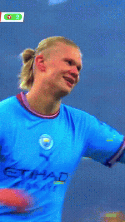 Soccer Player In Blue Etihad Airways Shirt GIF
