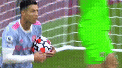 Soccer Player In Blue Jersey Holding Ball GIF