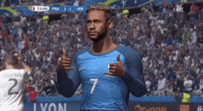 Soccer Player in Blue Jersey Number 7 Thumbs Up