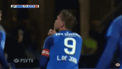 Soccer Player In Blue Jersey Number 9 GIF