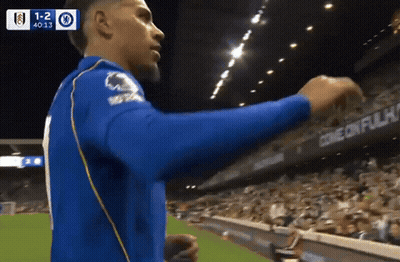 Soccer Player In Blue Jersey Standing In Front Of Come On Full Sign GIF