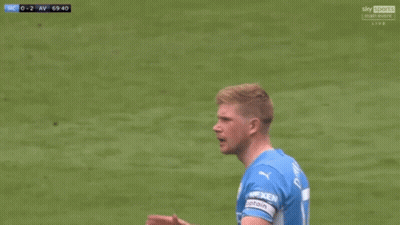 Soccer Player In Blue Jersey With Captain Sleeve GIF
