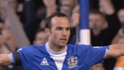 Soccer Player In Blue Jersey With Letter A GIF