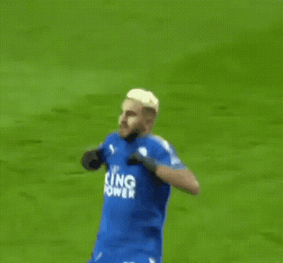 Soccer Player In Blue King Power Jersey GIF