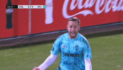 Soccer Player In Blue Purina Jersey GIF