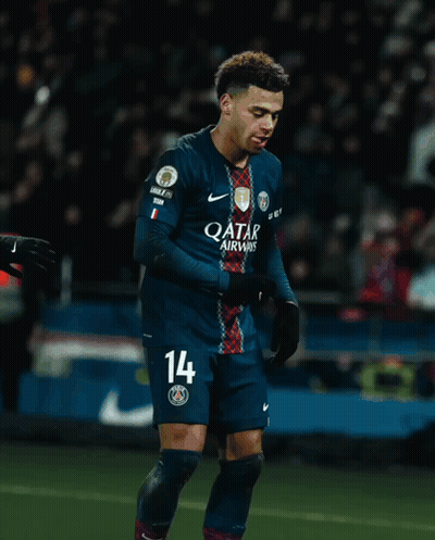 Soccer Player In Blue Qatar Airways Jersey GIF