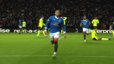 Soccer Player In Blue Rangers Shirt Running GIF