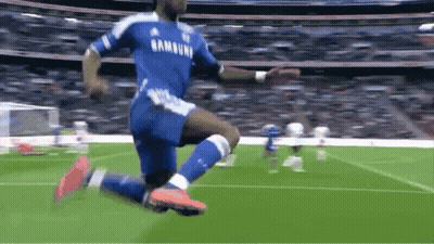 Soccer Player In Blue Samsung Jersey Jumping GIF
