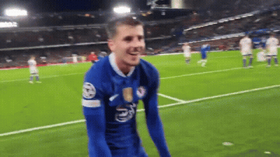 Soccer Player In Blue Shirt On Field GIF