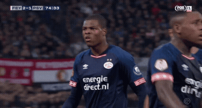 Soccer Player In Blue Shirt With Energie Direct.nl GIF
