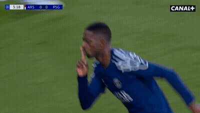 Soccer Player In Blue Star Airways Shirt Running GIF