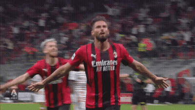 Soccer Player In Emirates Fly Better Jersey Celebrating Goal GIF