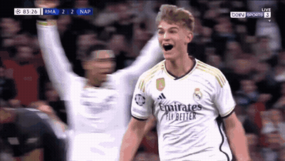 Soccer Player In Emirates Fly Better Jersey Celebrating Goal GIF