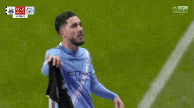 Soccer Player In Etihad Airlines Jersey Celebrates GIF
