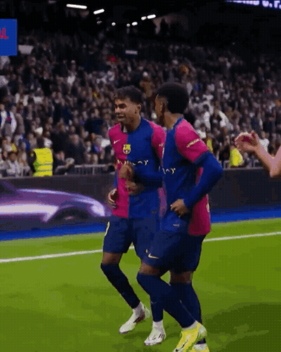 Soccer Player In FCB Jersey Celebrates Goal GIF
