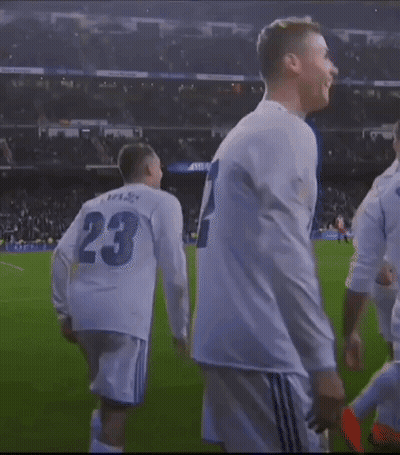 Soccer Player In Fly Emirates Jersey Celebrating Goal GIF
