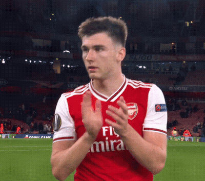 Soccer Player In Fly Emirates Jersey Clapping GIF