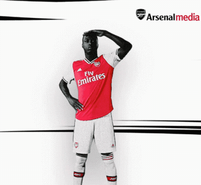 Soccer Player In Fly Emirates Jersey In Front Of Arsenal Media GIF