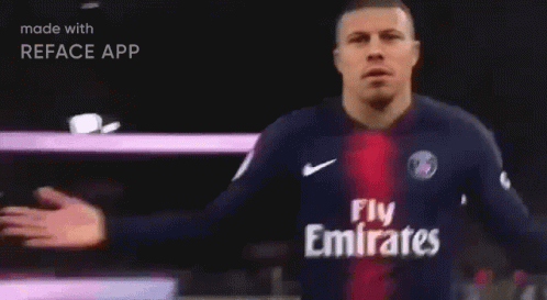 Soccer Player In Fly Emirates Jersey Making Funny Face GIF