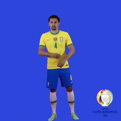 Soccer Player In Front Of Blue Copa America Background GIF