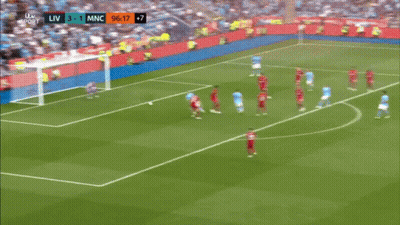 Soccer Player In Front Of Goal With Score 3 To 1 GIF