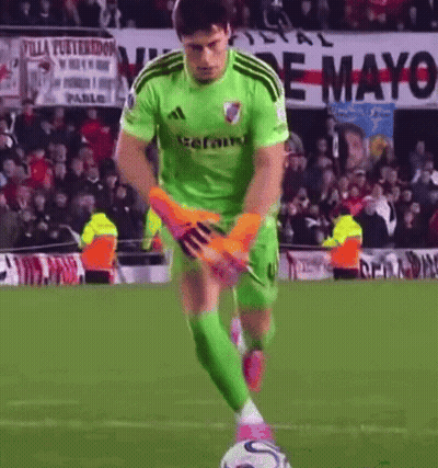 Soccer Player In Green Adidas Jersey Kicking Ball GIF