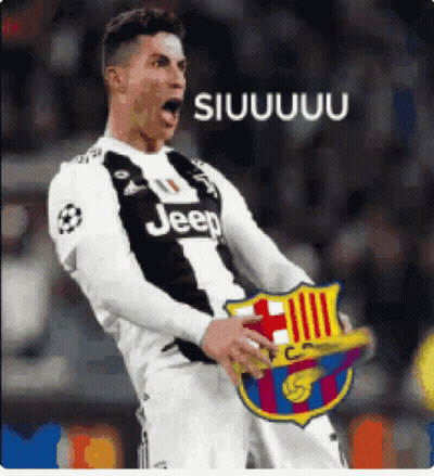 Soccer Player In Jeep Jersey Holding Barcelona Flag GIF