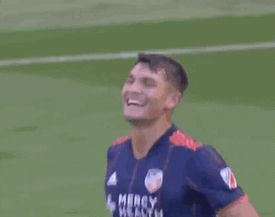 Soccer Player In Mercy Health Jersey Celebrating GIF