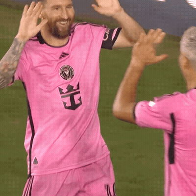 Soccer Player In Pink Shirt With Crown GIF