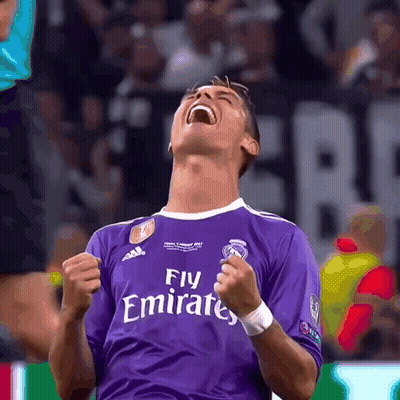 Soccer Player In Purple Fly Emirates Shirt Celebrates GIF