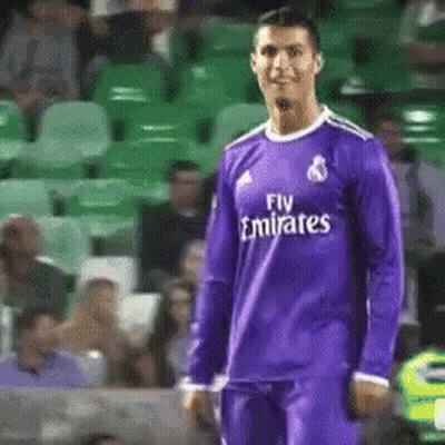 Soccer Player In Purple Fly Emirates Shirt GIF