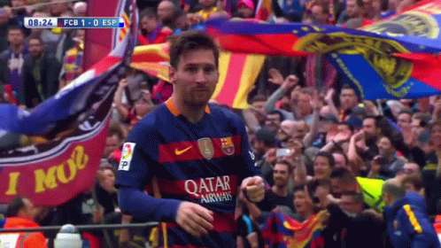 Soccer Player In Qatar Airways Jersey Before Crowd GIF