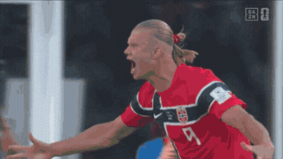 Soccer Player In Red And Black Jersey Number 9 GIF