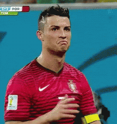 Soccer Player In Red And Black Nike Jersey Making Face GIF