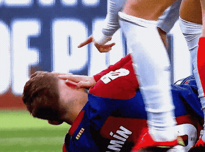 Soccer Player In Red And Blue Jersey Number 8 GIF
