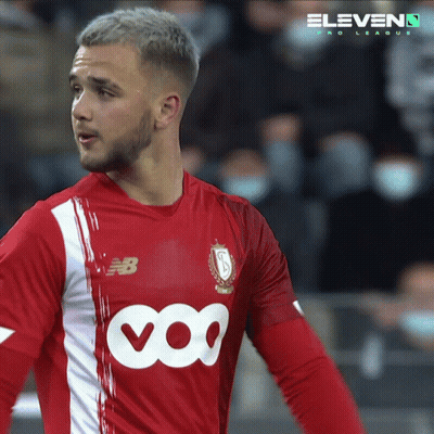 Soccer Player In Red And White Jersey With Voo GIF