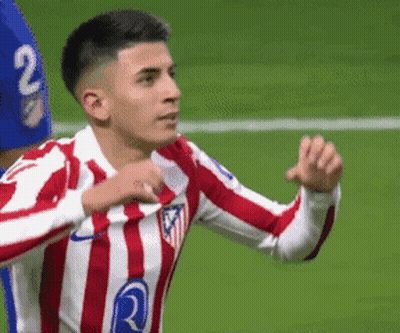 Soccer Player In Red And White Striped Jersey With Letter R GIF