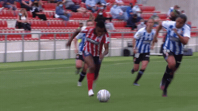 Soccer Player In Red And White Striped Shirt Kicking Ball GIF